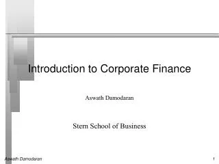 Introduction to Corporate Finance