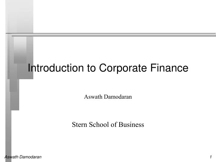 introduction to corporate finance