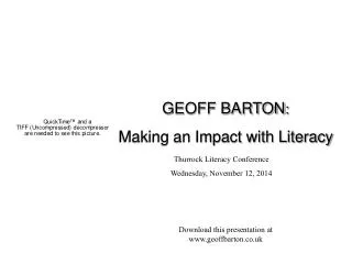 Thurrock Literacy Conference Wednesday, November 12, 2014