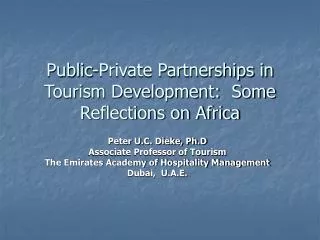 Public-Private Partnerships in Tourism Development: Some Reflections on Africa
