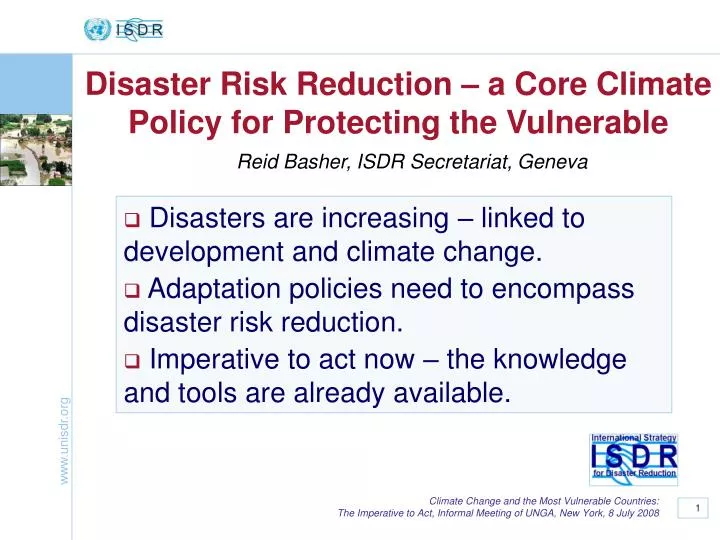 disaster risk reduction a core climate policy for protecting the vulnerable