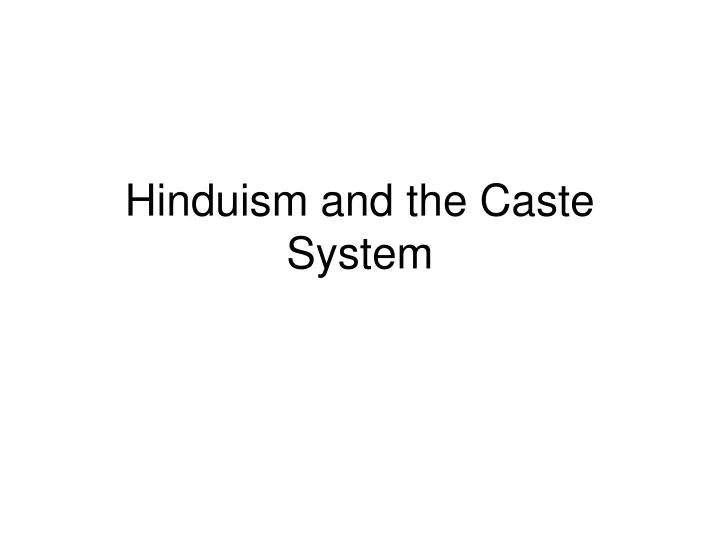 hinduism and the caste system