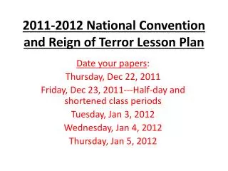 2011-2012 National Convention and Reign of Terror Lesson Plan