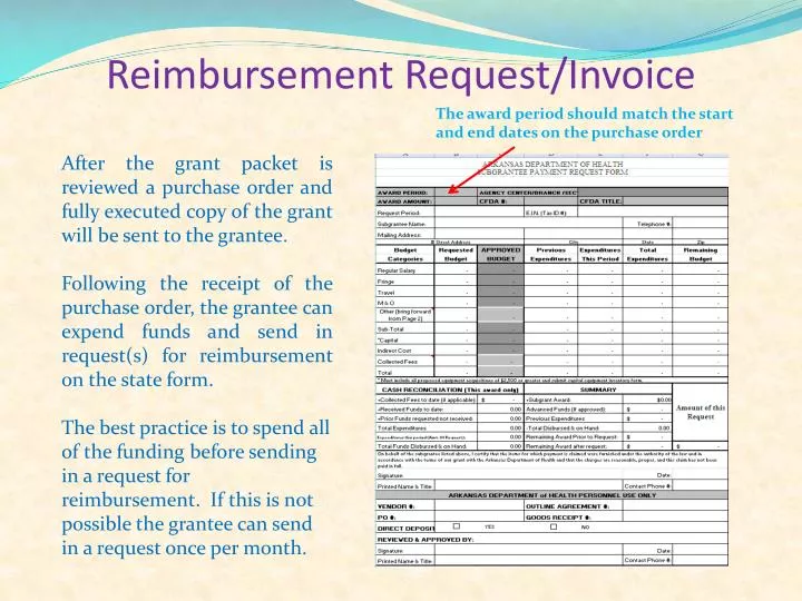 reimbursement request invoice