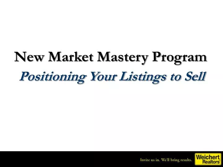 new market mastery program