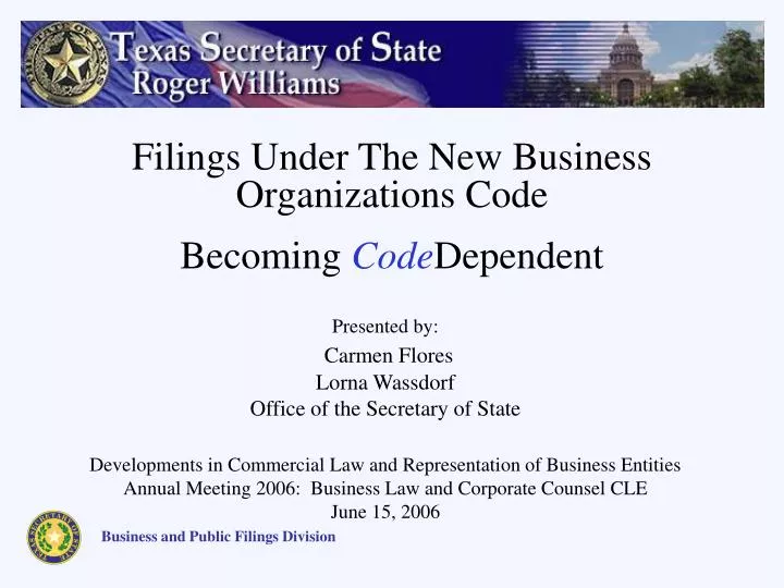 business and public filings division