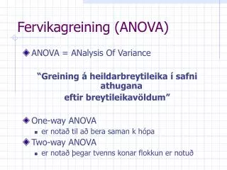 fervikagreining anova