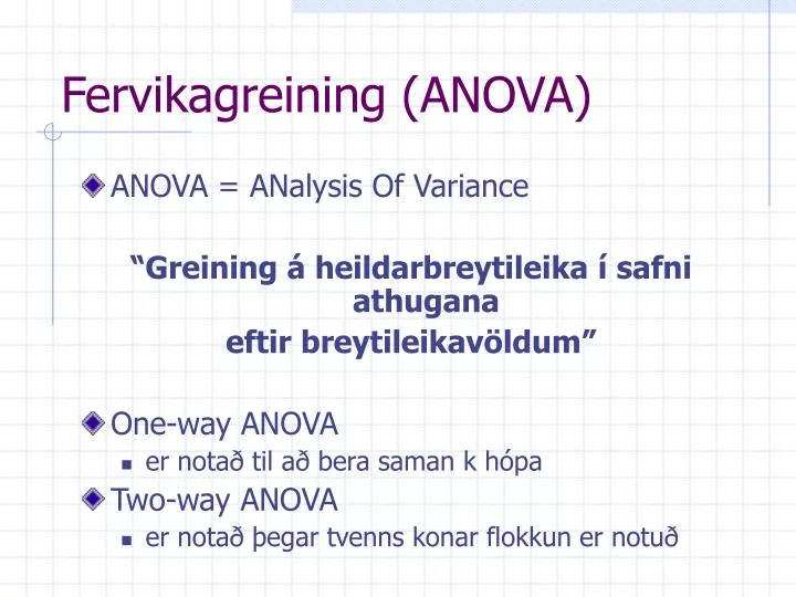 fervikagreining anova