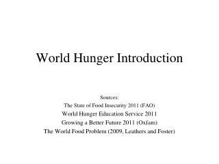 World Hunger Introduction