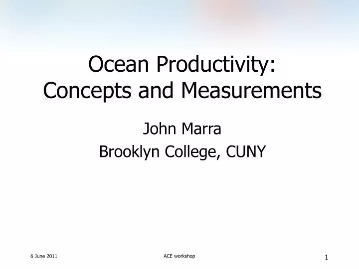 ocean productivity concepts and measurements