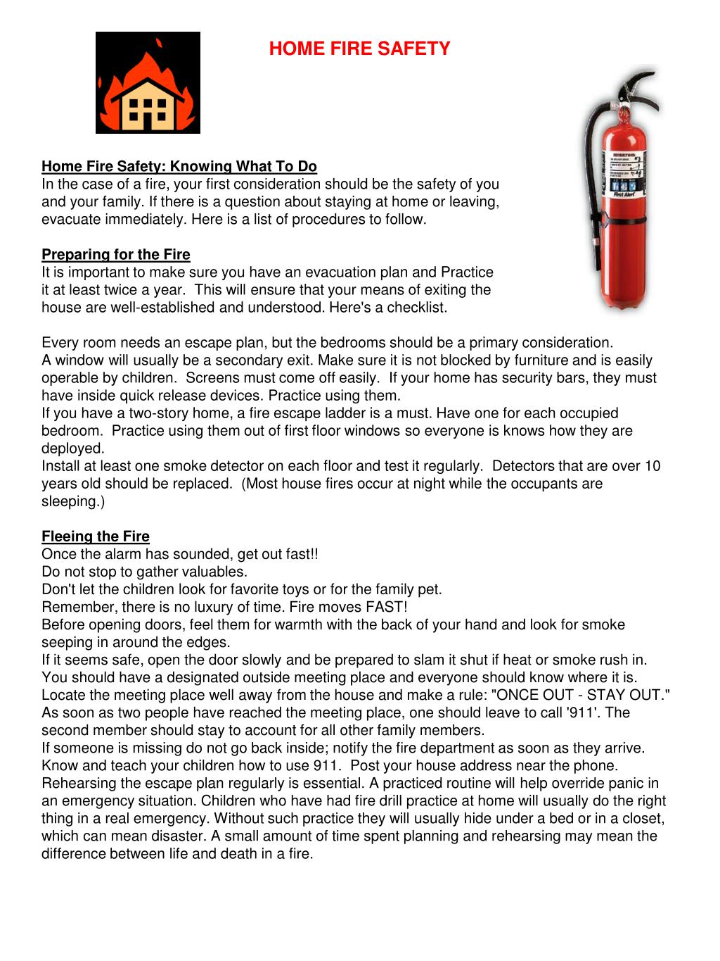 PPT - HOME FIRE SAFETY PowerPoint Presentation, free download - ID:6525419