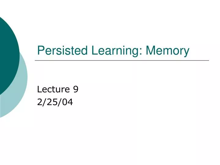 persisted learning memory