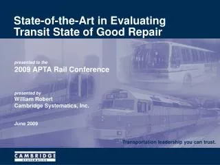 State-of-the-Art in Evaluating Transit State of Good Repair