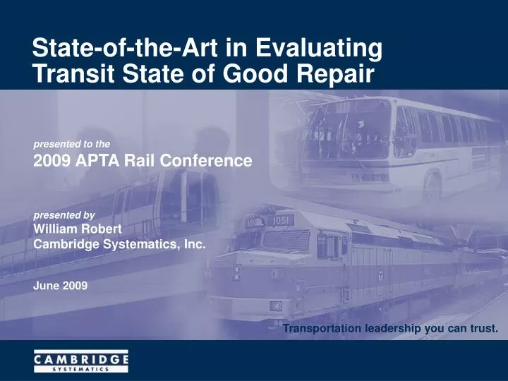 state of the art in evaluating transit state of good repair