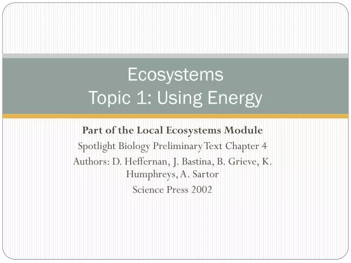 ecosystems topic 1 using energy