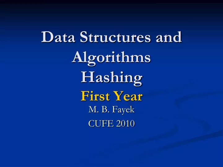 data structures and algorithms hashing first year