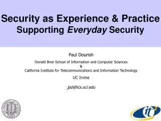 Security as Experience &amp; Practice Supporting Everyday Security