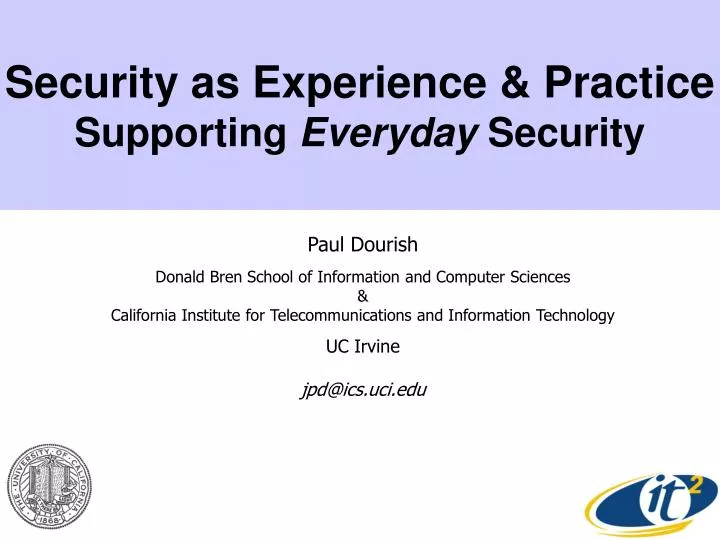 security as experience practice supporting everyday security