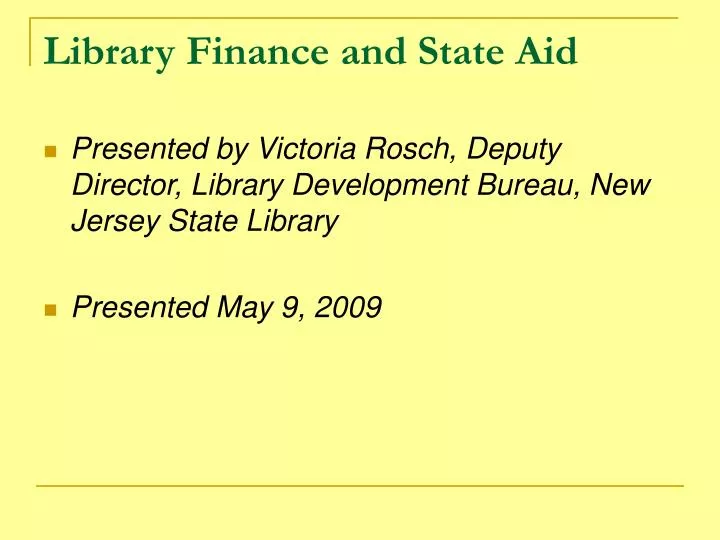 library finance and state aid