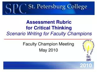 Assessment Rubric for Critical Thinking Scenario Writing for Faculty Champions