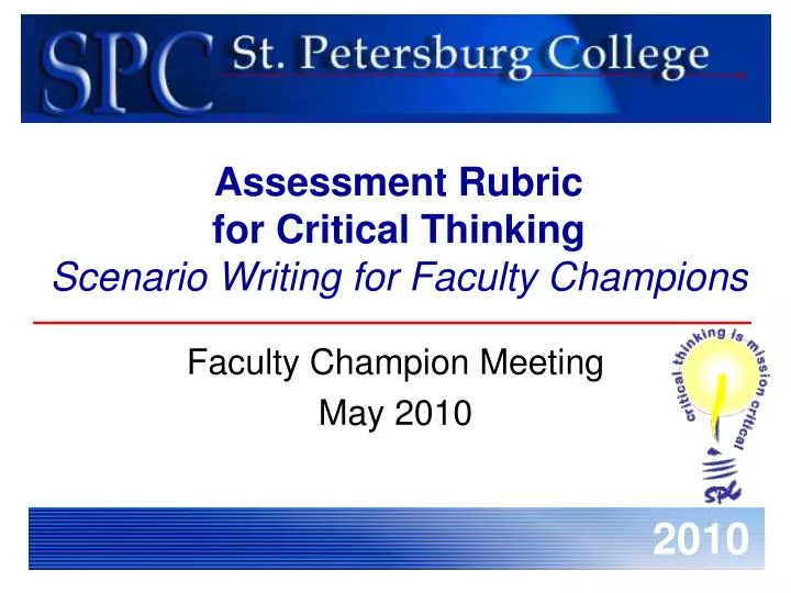 assessment rubric for critical thinking scenario writing for faculty champions
