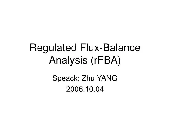 regulated flux balance analysis rfba