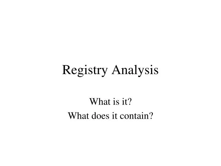 registry analysis