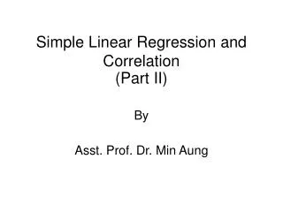 Simple Linear Regression and Correlation (Part II)