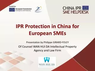 IPR Protection in China for European SMEs
