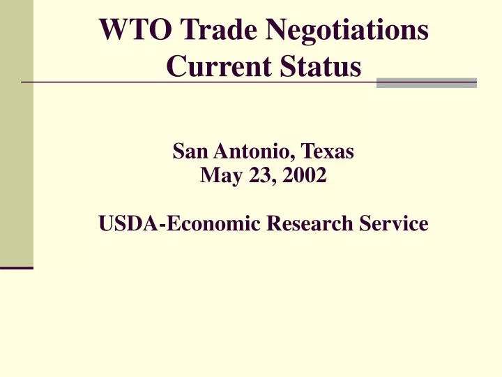 wto trade negotiations current status