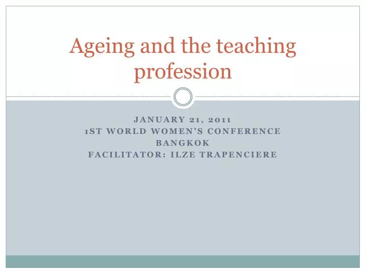 ageing and the teaching profession