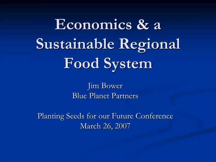 economics a sustainable regional food system