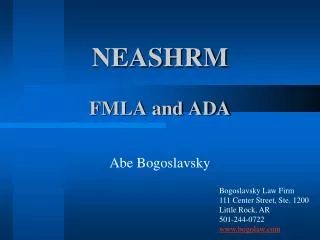 NEASHRM FMLA and ADA