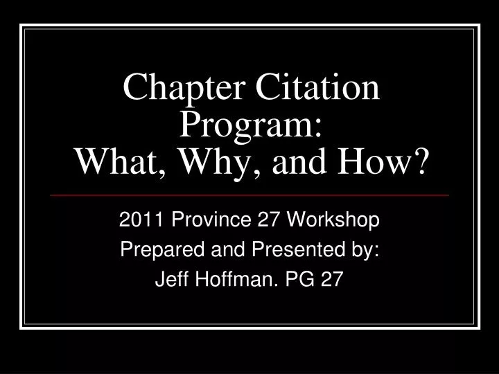 chapter citation program what why and how