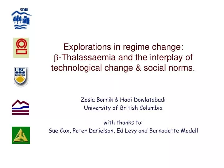 explorations in regime change b thalassaemia and the interplay of technological change social norms
