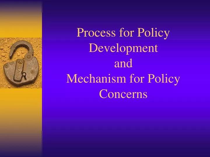 process for policy development and mechanism for policy concerns