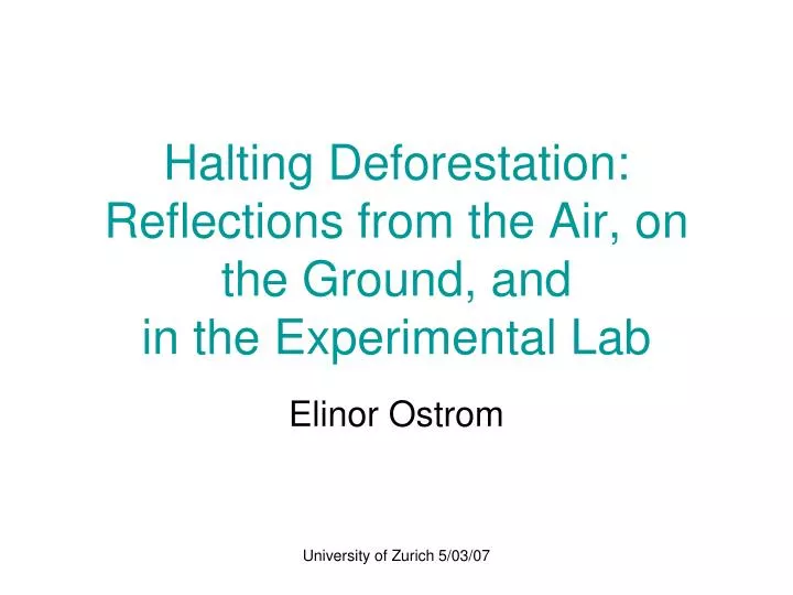 halting deforestation reflections from the air on the ground and in the experimental lab