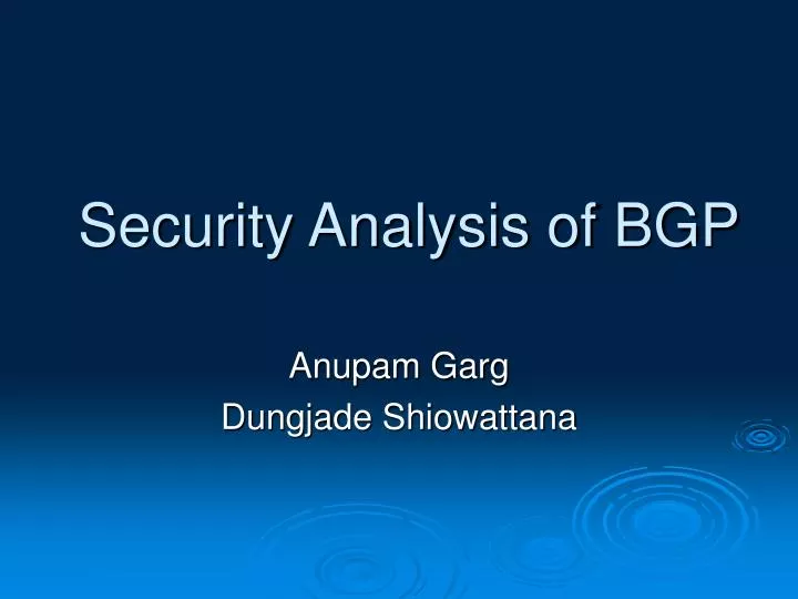 security analysis of bgp