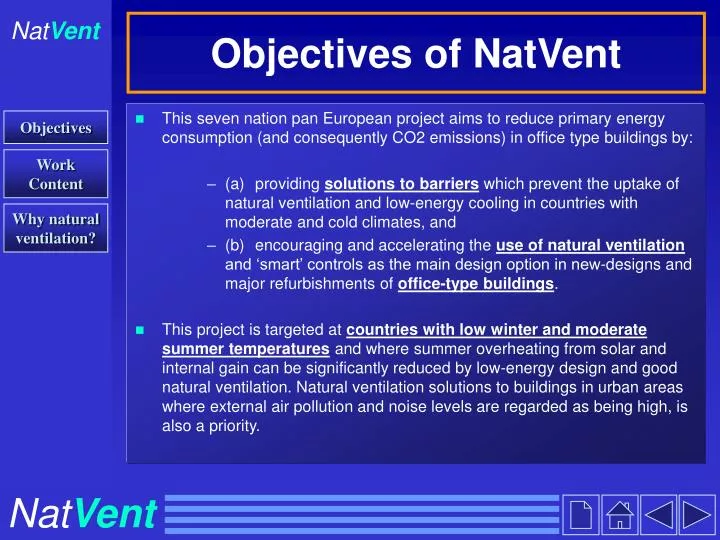 objectives of natvent