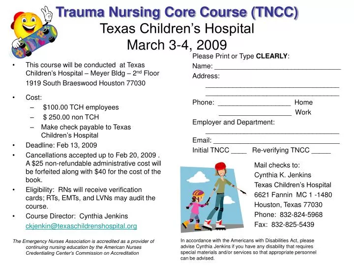 trauma nursing core course tncc texas children s hospital march 3 4 2009