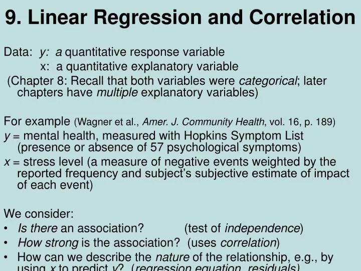 9 linear regression and correlation