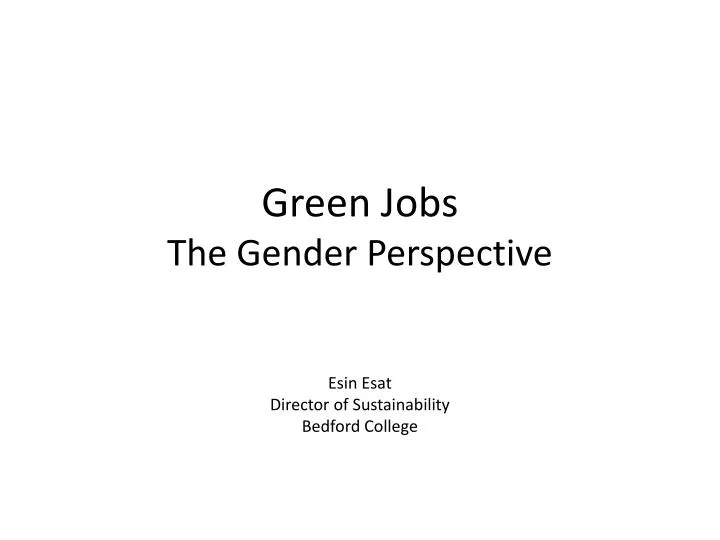 green jobs the gender perspective