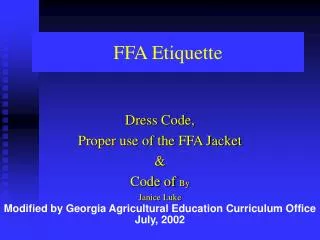 FFA Etiquette