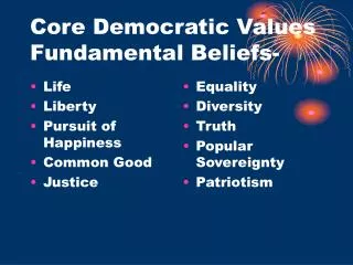 Core Democratic Values Fundamental Beliefs-
