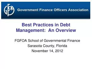 Best Practices in Debt Management: An Overview