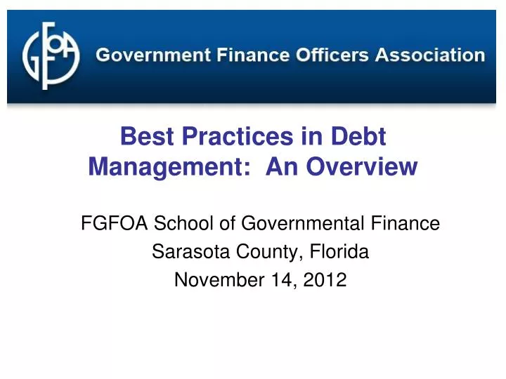 best practices in debt management an overview