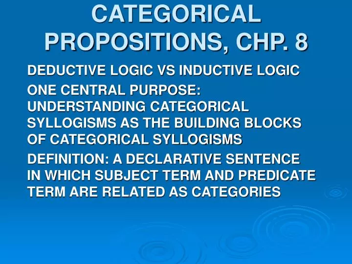 categorical propositions chp 8