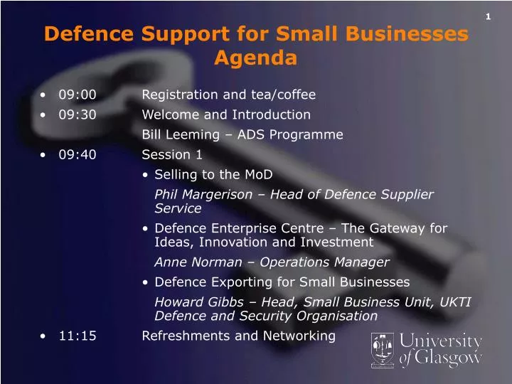 defence support for small businesses agenda