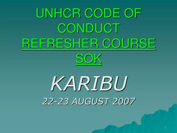 unhcr code of conduct refresher course sok