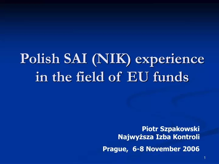 polish sai nik experience in the field of eu funds